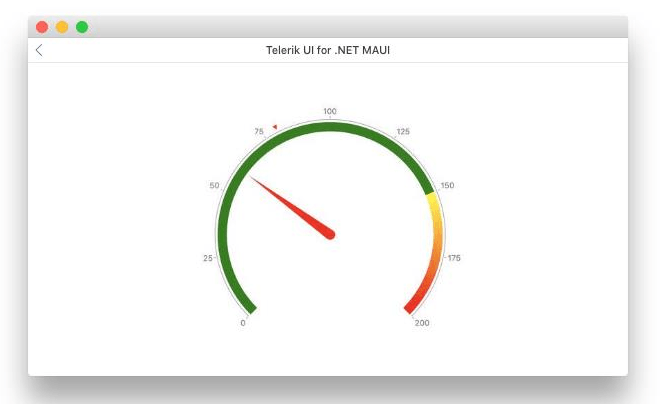 macOS support for .NET MAUI Telerik UI for .NET MAUI macOS support - a gauge component shown