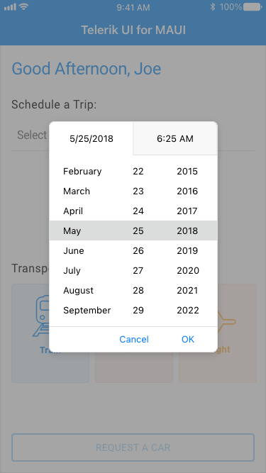 MAUI DateTimePicker control