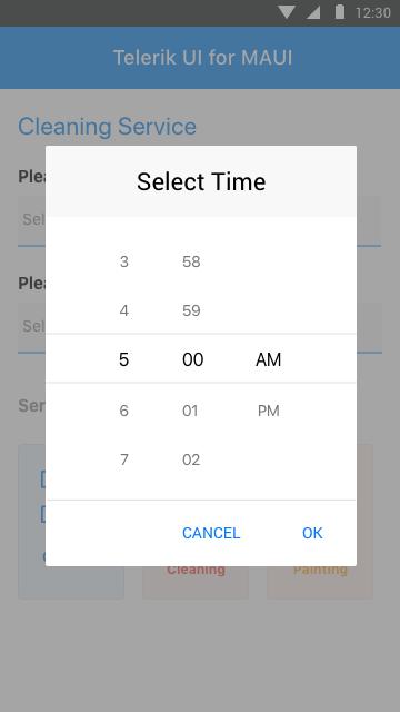 Telerik UI for .NET MAUI TimePicker