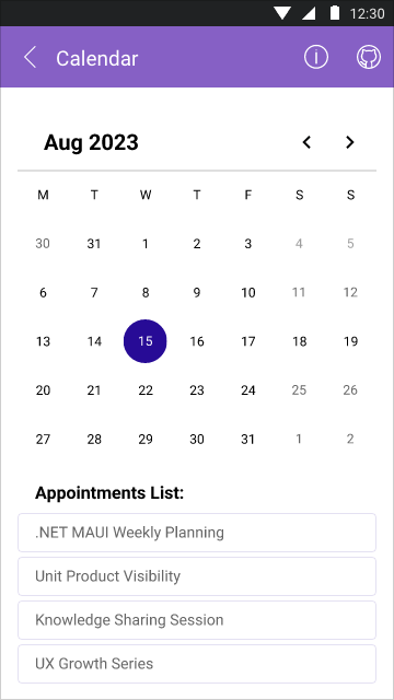 NET MAUI Calendar Overview