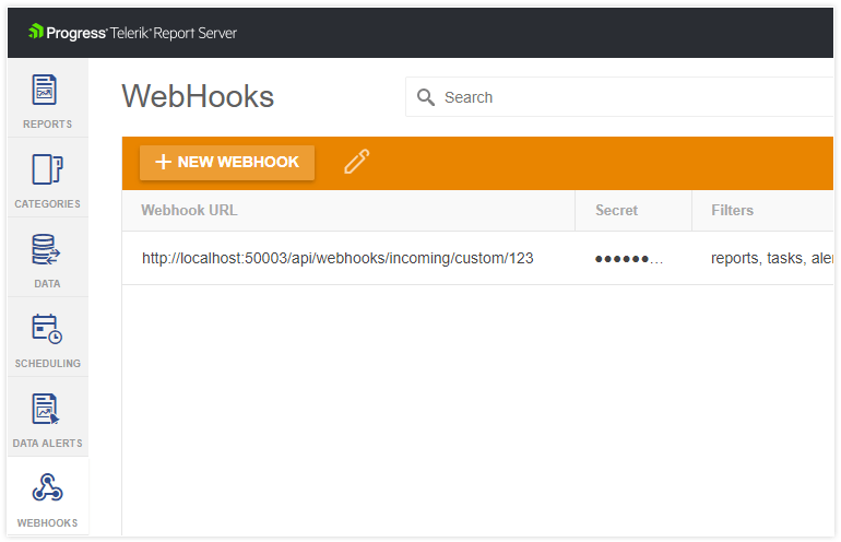 web hooks support in Report Server 
