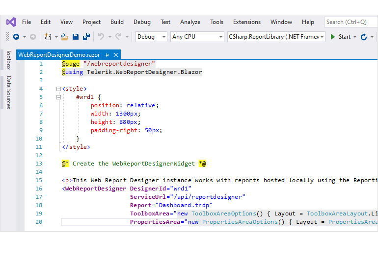 Blazor Report Designer 