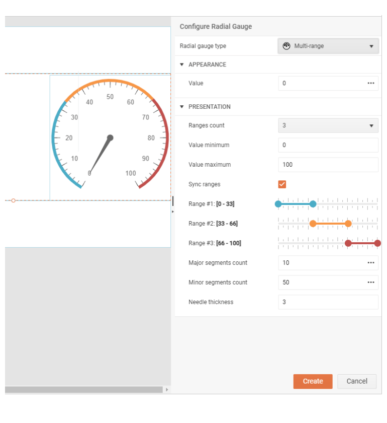Gauge Report Item Wizard pane in Web Report Designer