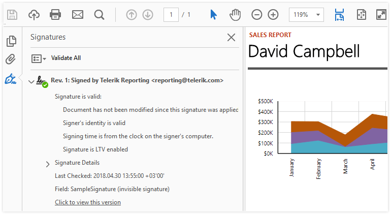 digital signing of PDF documents in Reporting 