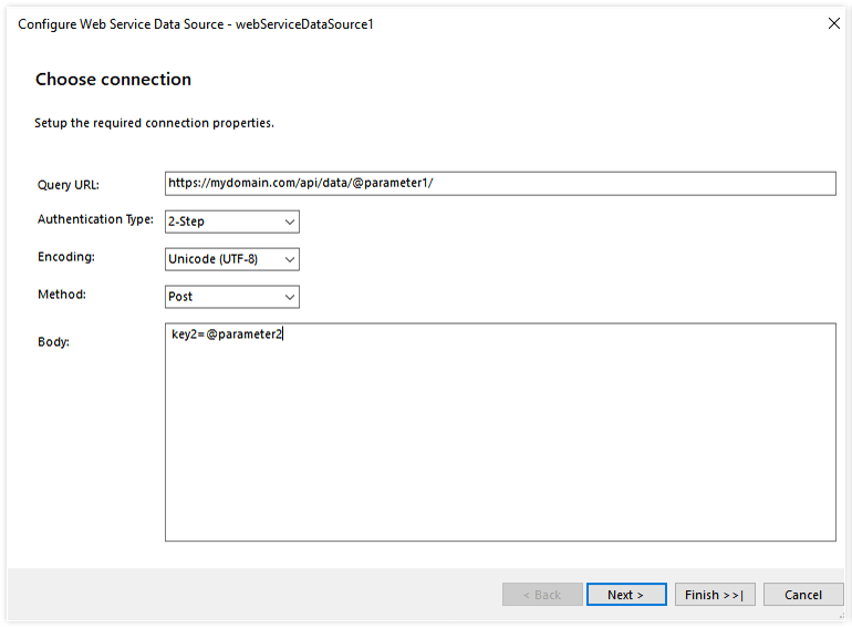 web service data source component in Reporting 