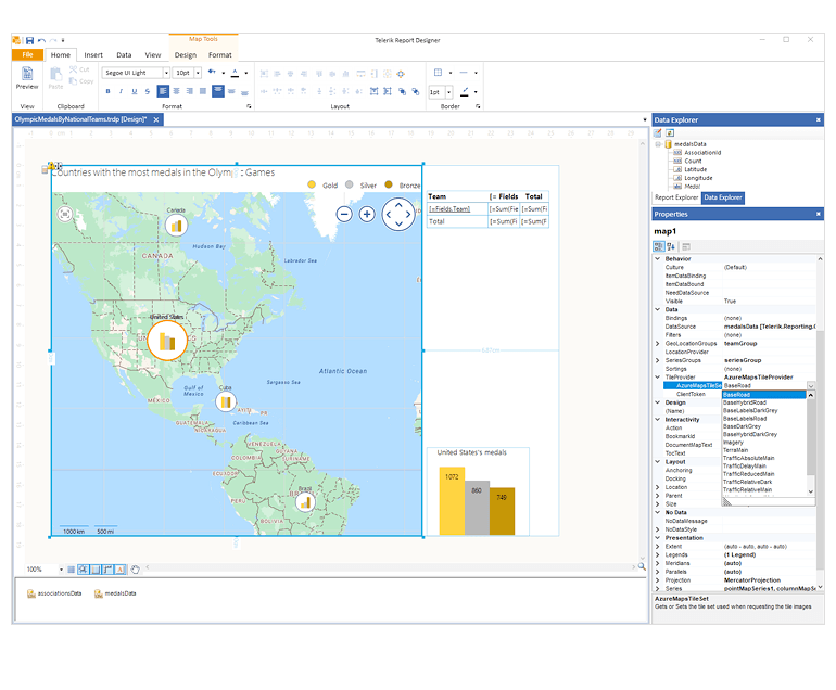 Teleerik Reporting Azure Maps Support