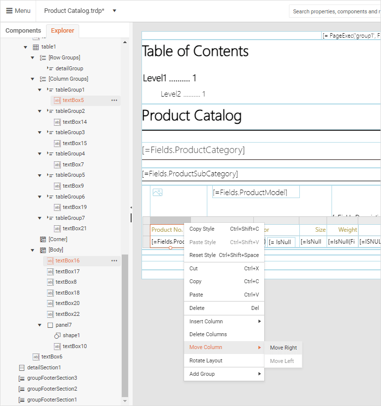 UI/UX Enhancements in Web Report Designer