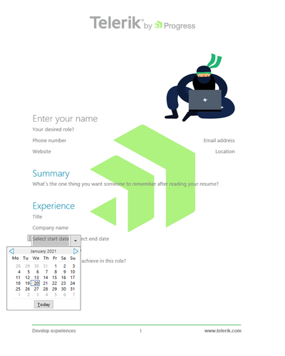 Telerik UI for Blazor WordsProcessing - Content Controls