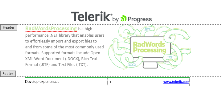 Telerik UI for Blazor WordsProcessing - Headers and Footers