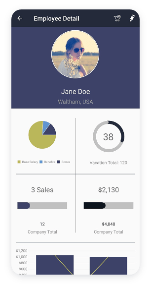 Telerik UI for Xamarin screenshot employee details