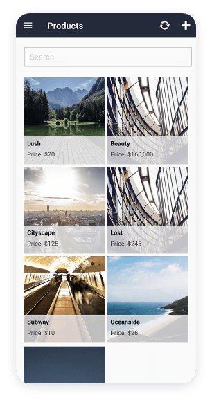 Telerik UI for Xamarin screenshot products-1