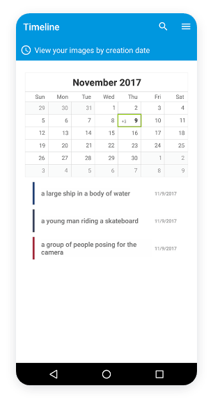 Telerik UI for Xamarin screenshot tagit timeline