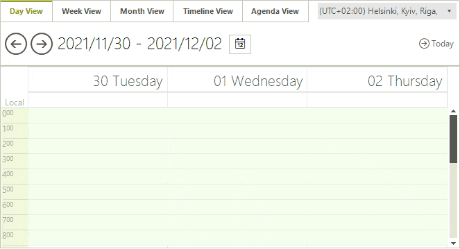 Telerik UI for WinForms Date Selector for Scheduler Navigator
