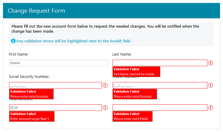 Telerik UI for WinForms - Validation provider