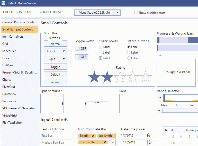 Telerik UI for WinForms New Theme: VisualStudio 2022
