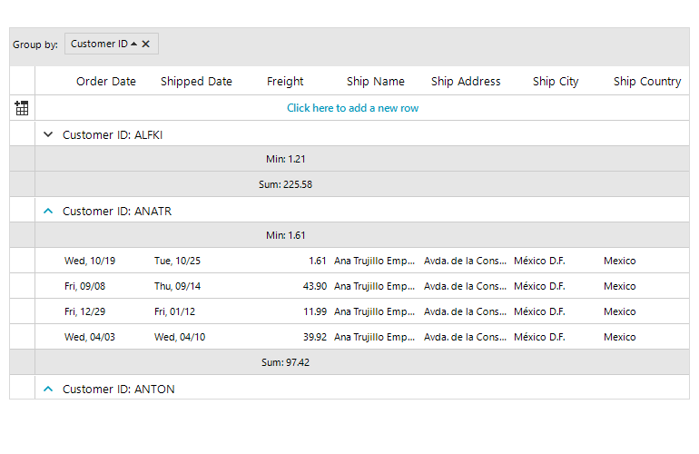 WinForms GridView Show summary rows for collapsed groups