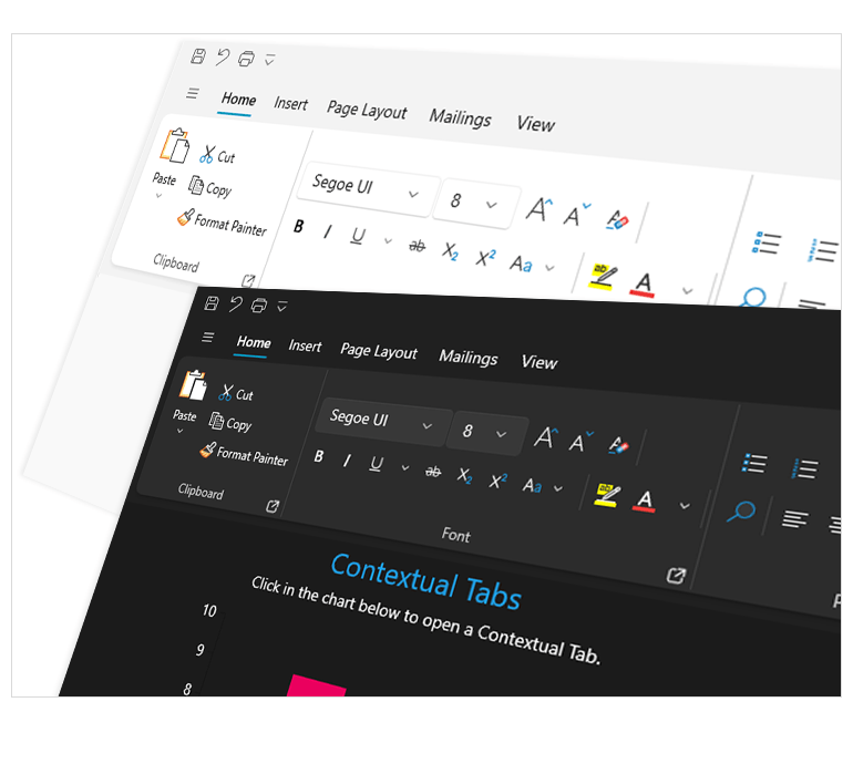 WinUI Ribbom View Windows 11 appearance