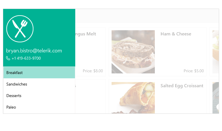Telerik UI for WinUI_SideDrawer component