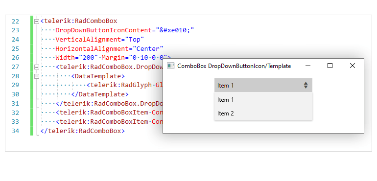 Telerik UI for WPF ComboBox: Option to Change the Dropdown Icon
