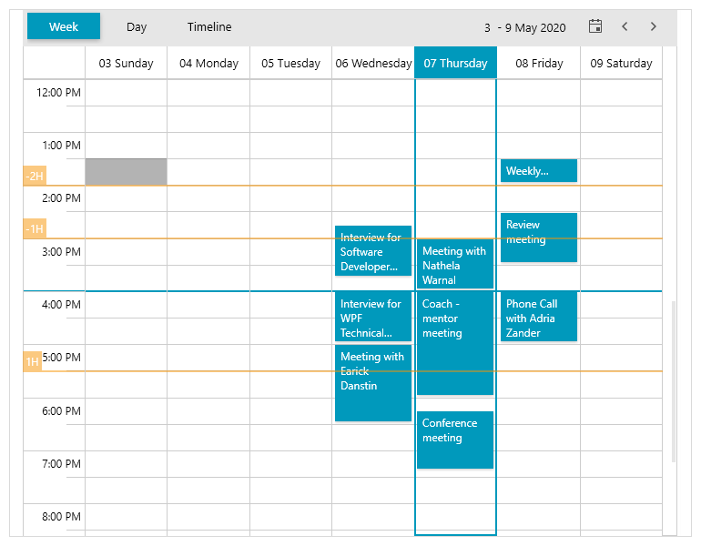 Telerik UI for WPF  - Custom time indicator for ScheduleView