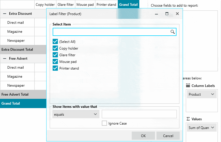 Telerik UI for WPF PivotGrid: Filtering Textbox for Distinct Values