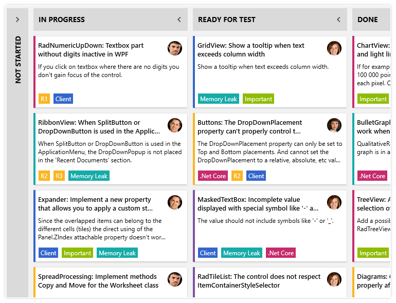 Telerik UI for WPF - TaskBoard Control 