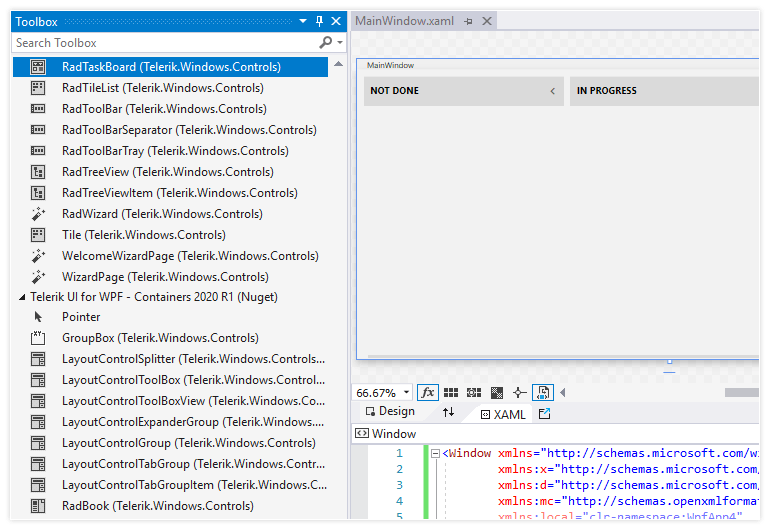 Telerik UI for WPF - Toolbox support for .NET Core
