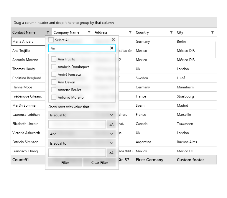 WPF GridView Component - Filtering textbox