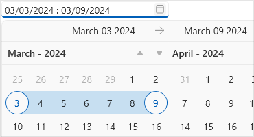 WPF DateRangePicker control highlight