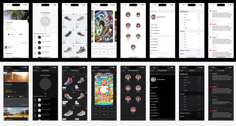Several mobile screenshots showing styles of lists