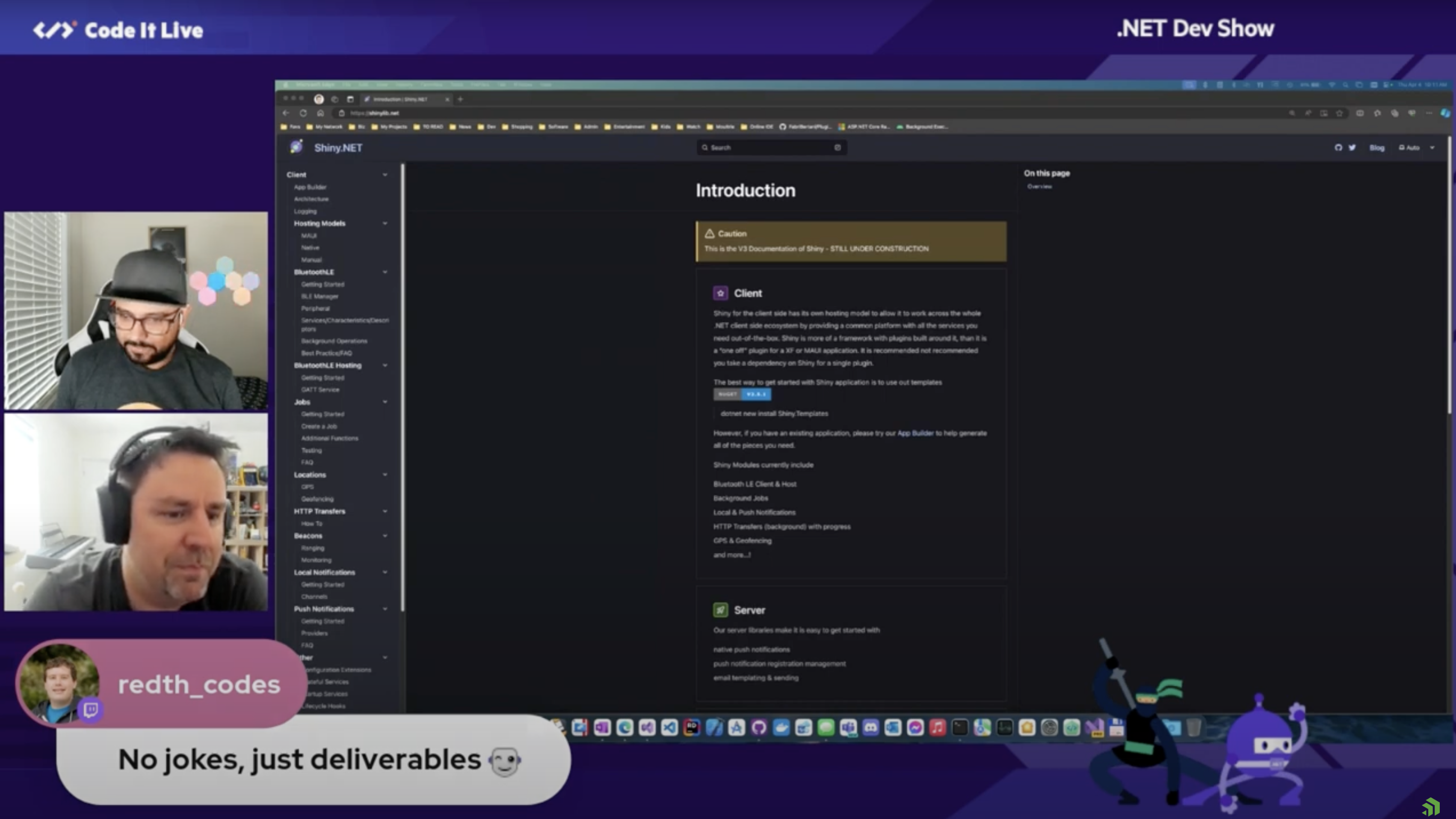 Shiny.NET on Code It Live