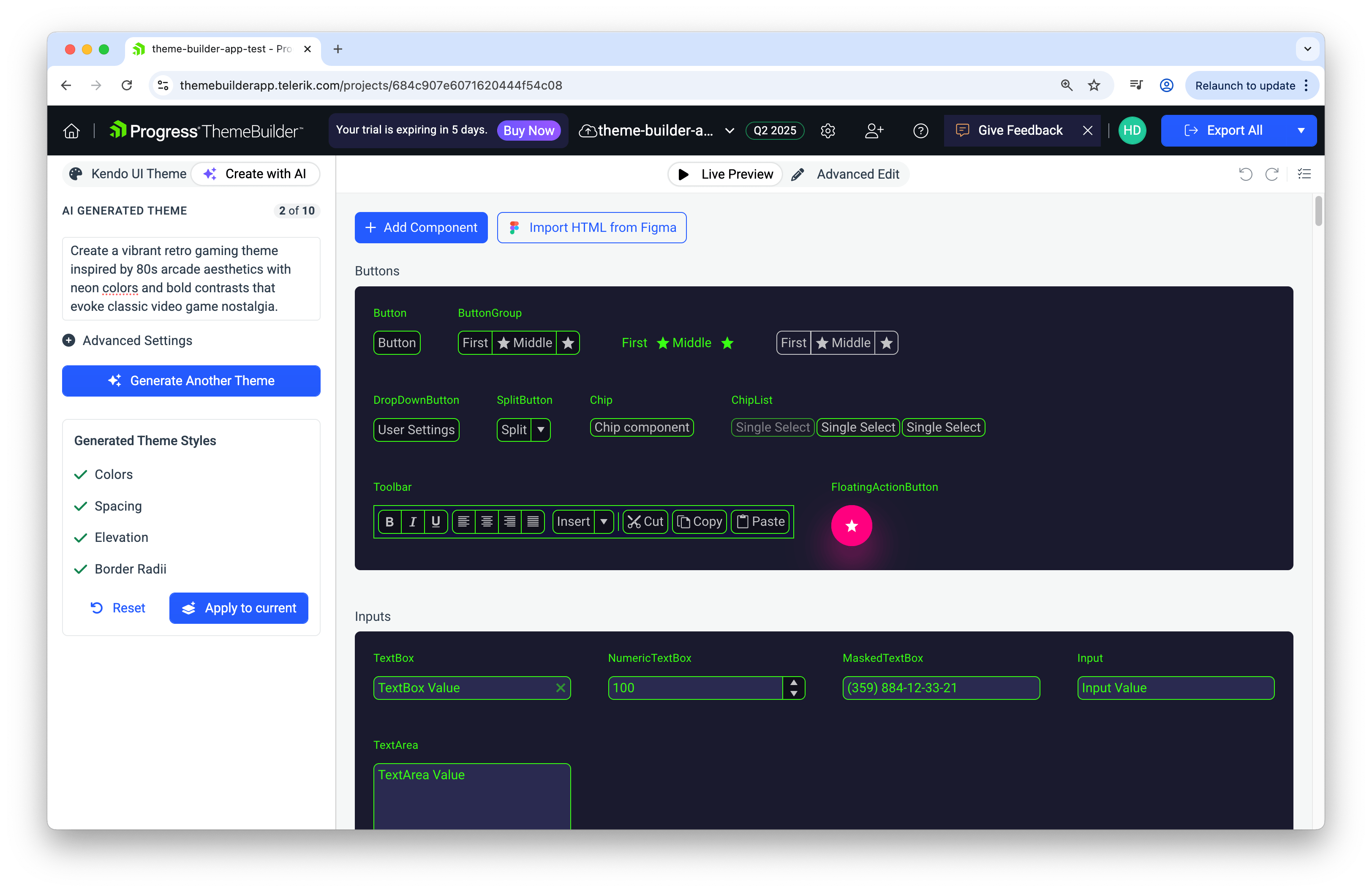Progress ThemeBuilder