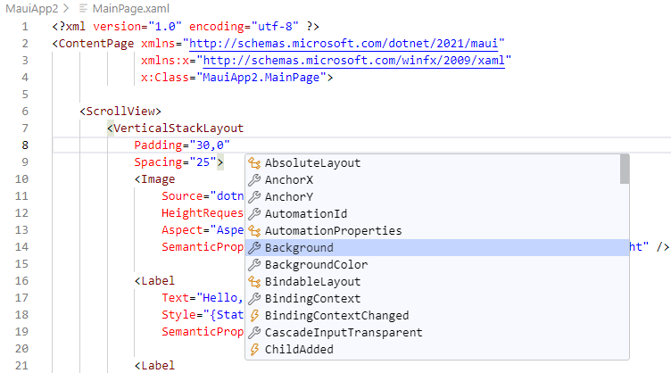 XAML IntelliSense in VS Code
