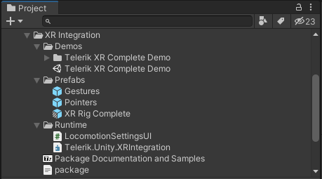 XR Integration Structure XR Integration package structure