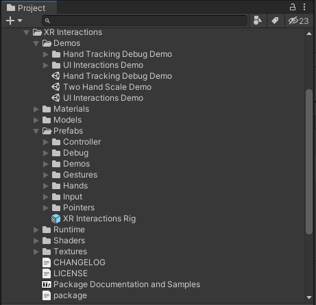 XR Interactions Structure XR Interactions package structure
