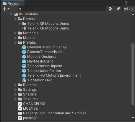 XR Motions Structure XR Motions package structure