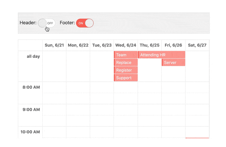 KendoReact Scheduler Header and Footer Custom Rendering