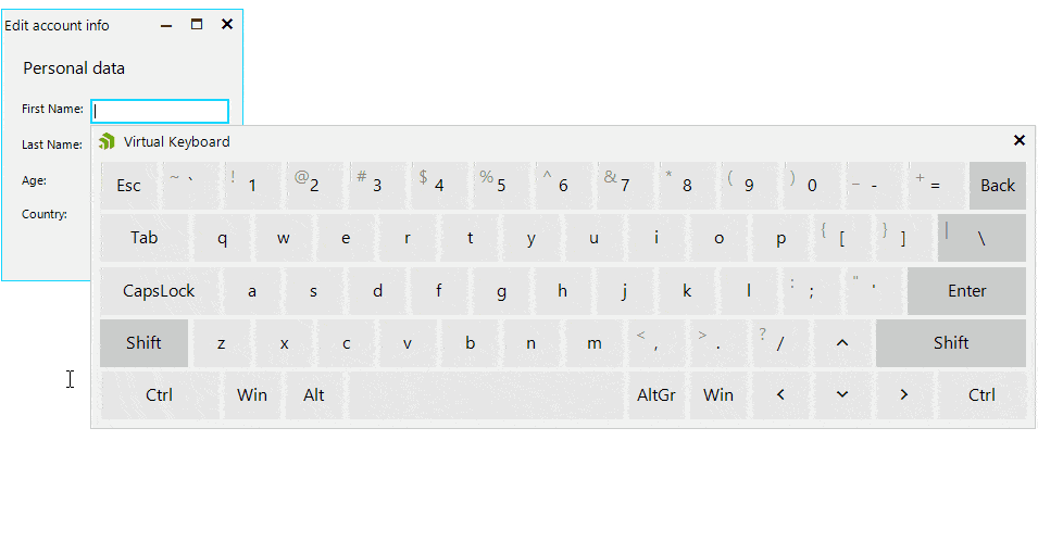 AssociatedControl Virtual Keyboard AssociatedControl