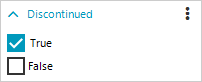 bool-category boolean-category - Discontinued with true or false checkboxes
