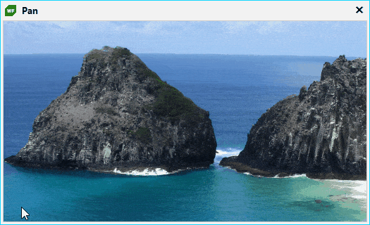 PictureBox pan We see a user grabbing a point in the image of a coastline and dragging to pan across the image. This is shown vertically, horizontally and at an angle.
