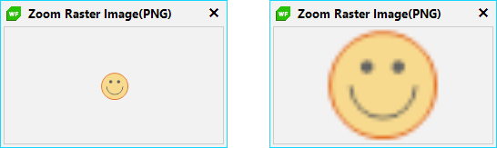 Zoom Raster image The PNG set of smiley faces demonstrates how raster images become blurry when scaled up.