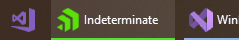 Gradated green color fills left to right and then fades off, and this pulse is repeated, effectively showing progress is being made but not implying percentage complete. Underline is green.