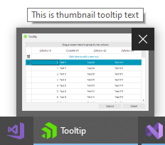 Tooltip in a white box with black text reads this is thumbnail tooltip text