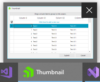 thumbnail preview of the program window when its taskbar rectangle is hovered