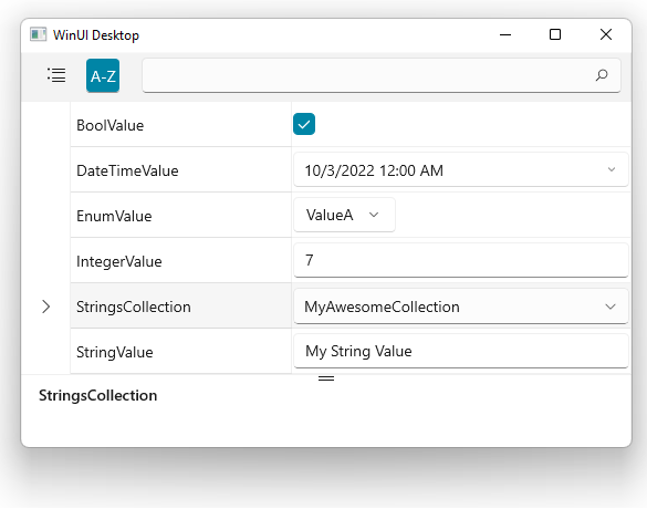 PropertyGrid Collection StringsCollection now shows MyAwesomeCollection