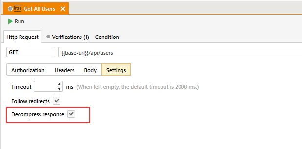 Decompress response Setting