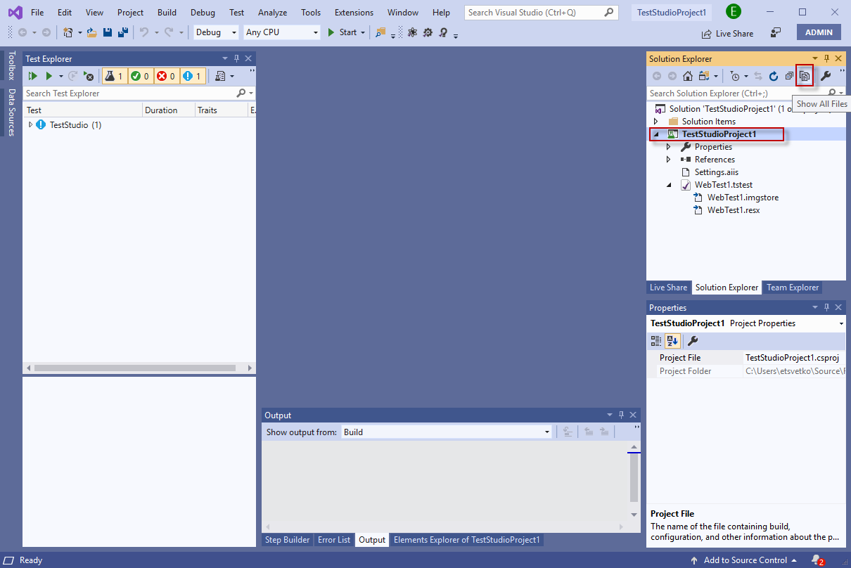 Show All Files for the TS project