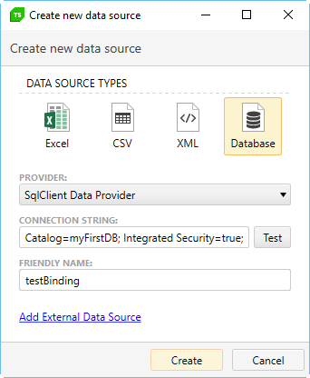 Create New Data Source