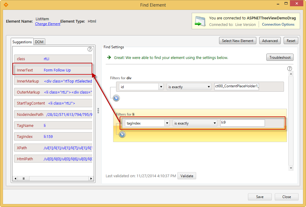 Change find settings