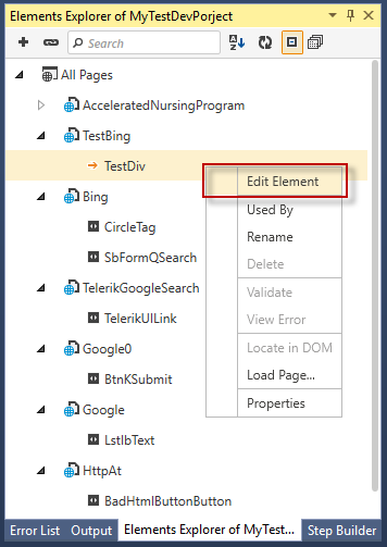 Edit Element VS